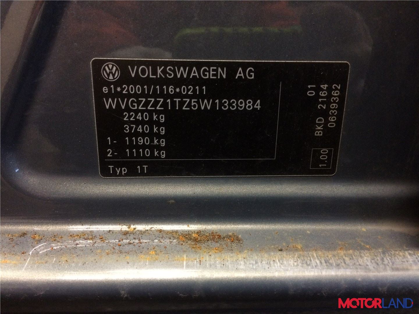 Volkswagen Sharan маркировочная табличка