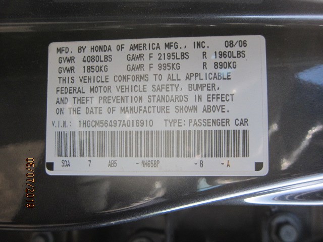 Кронштейн бампера Honda Accord 7 2003-2007 USA 2006