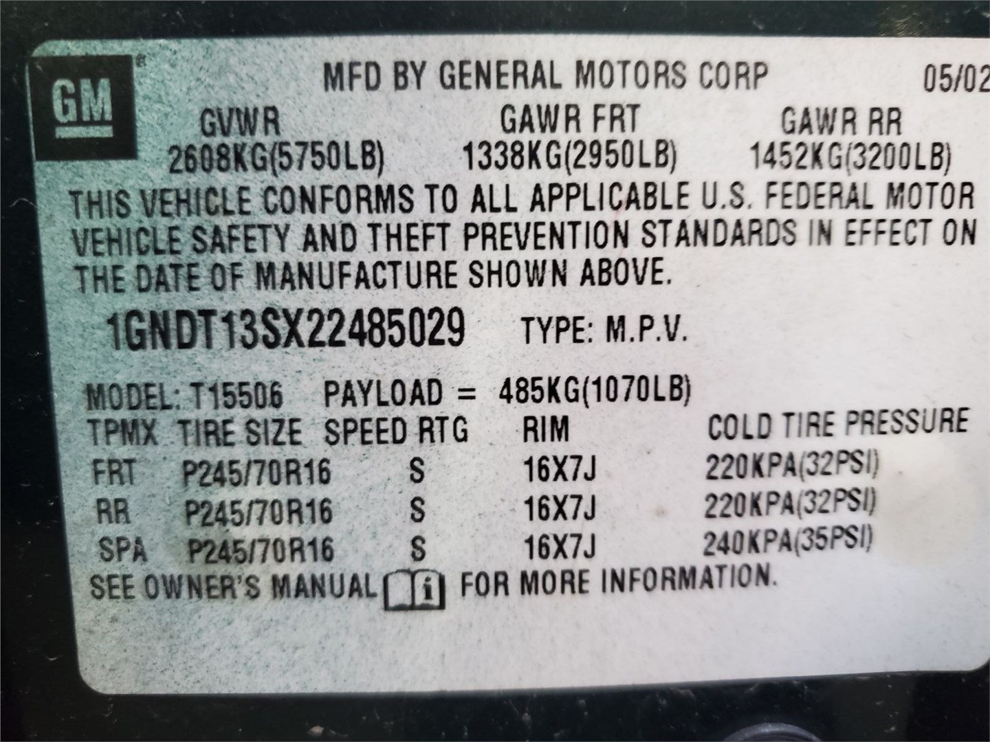 12216269 Блок управления подушками безопасности Chevrolet Trailblazer 2001-2010 2002
