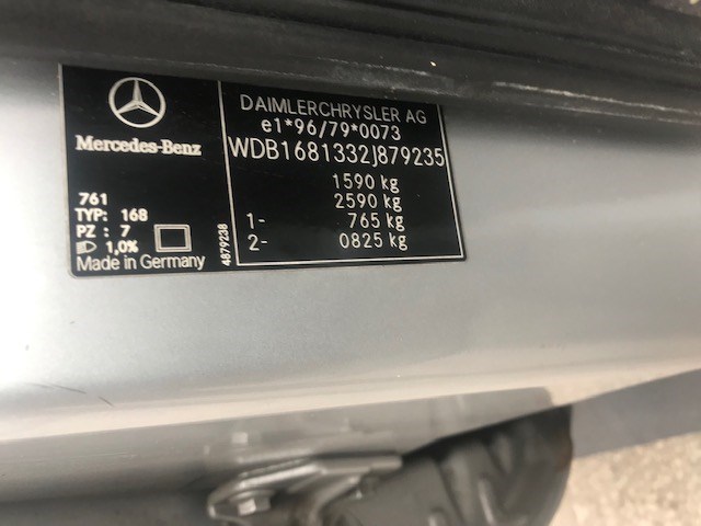 A1686208534 Рамка капота Mercedes-Benz A-Class W168 1997-2004 2003