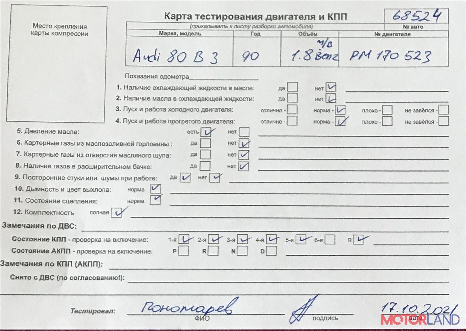 Недавно поступивший автомобиль Audi 80 (B3) 1986-1991 - разборочный номер  68524