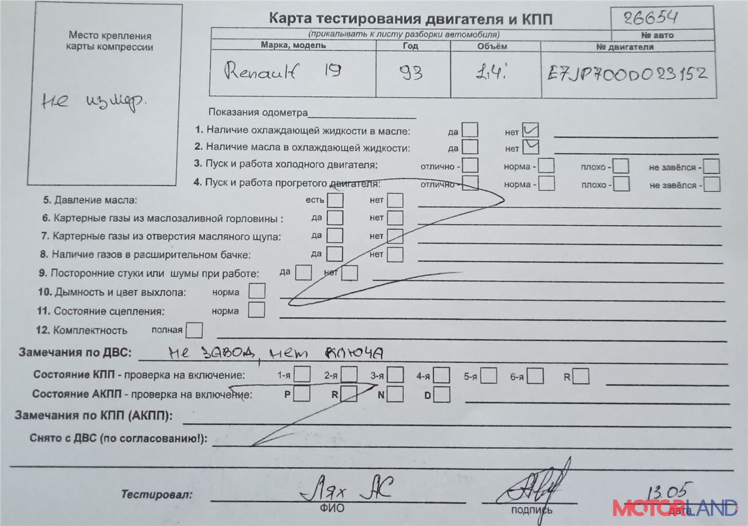 Недавно поступивший автомобиль Renault 19 - разборочный номер 26654