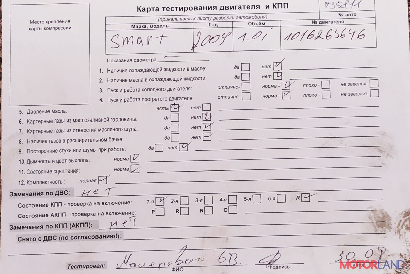 Недавно поступивший автомобиль Smart Fortwo 1998-2007 - разборочный номер  t35811