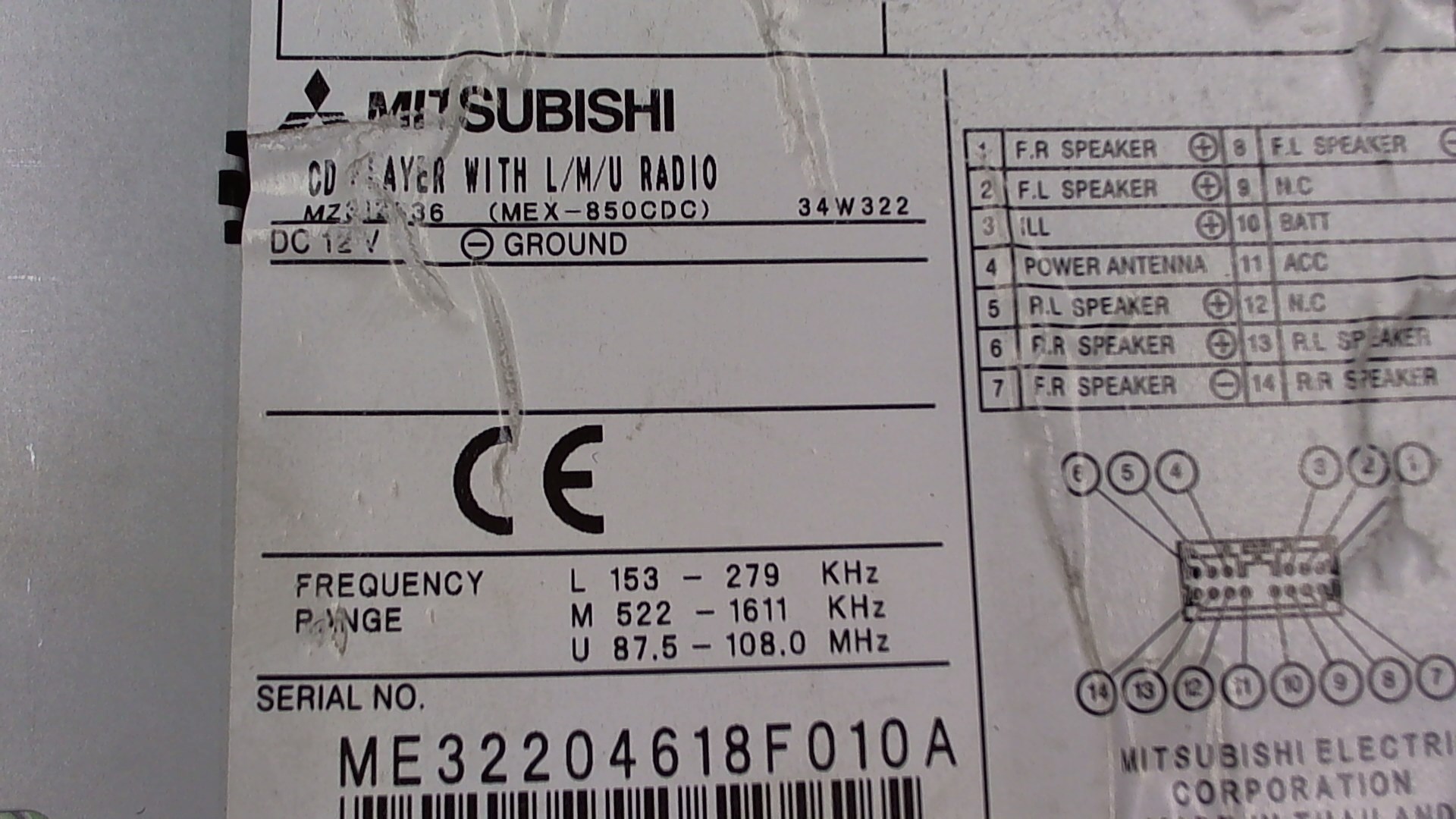ME32204618F010A Магнитола Mitsubishi Outlander 2003-2009 2004