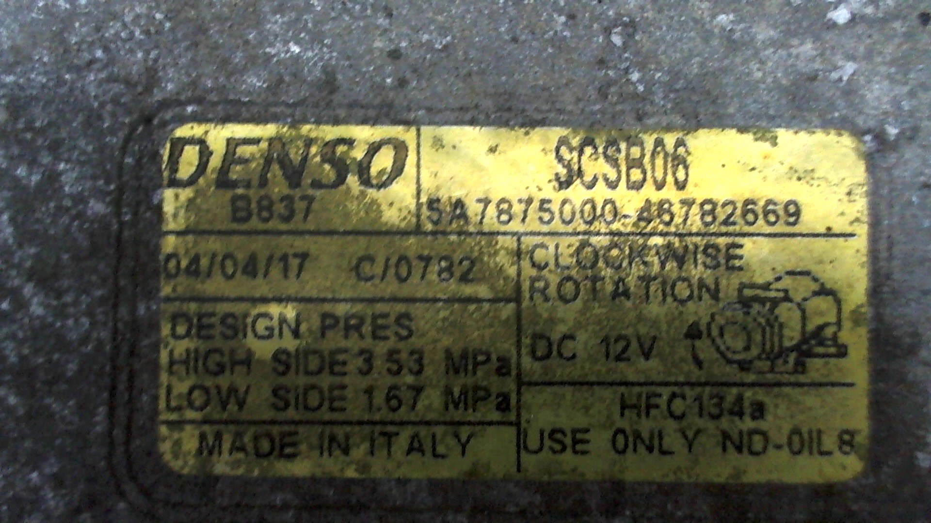 SCSB06 Компрессор кондиционера Fiat Punto 2003-2010 2005