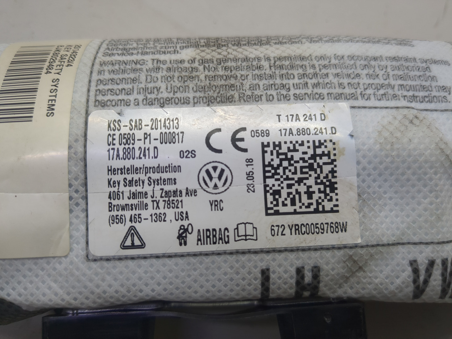 Подушка безопасности боковая (в сиденье)