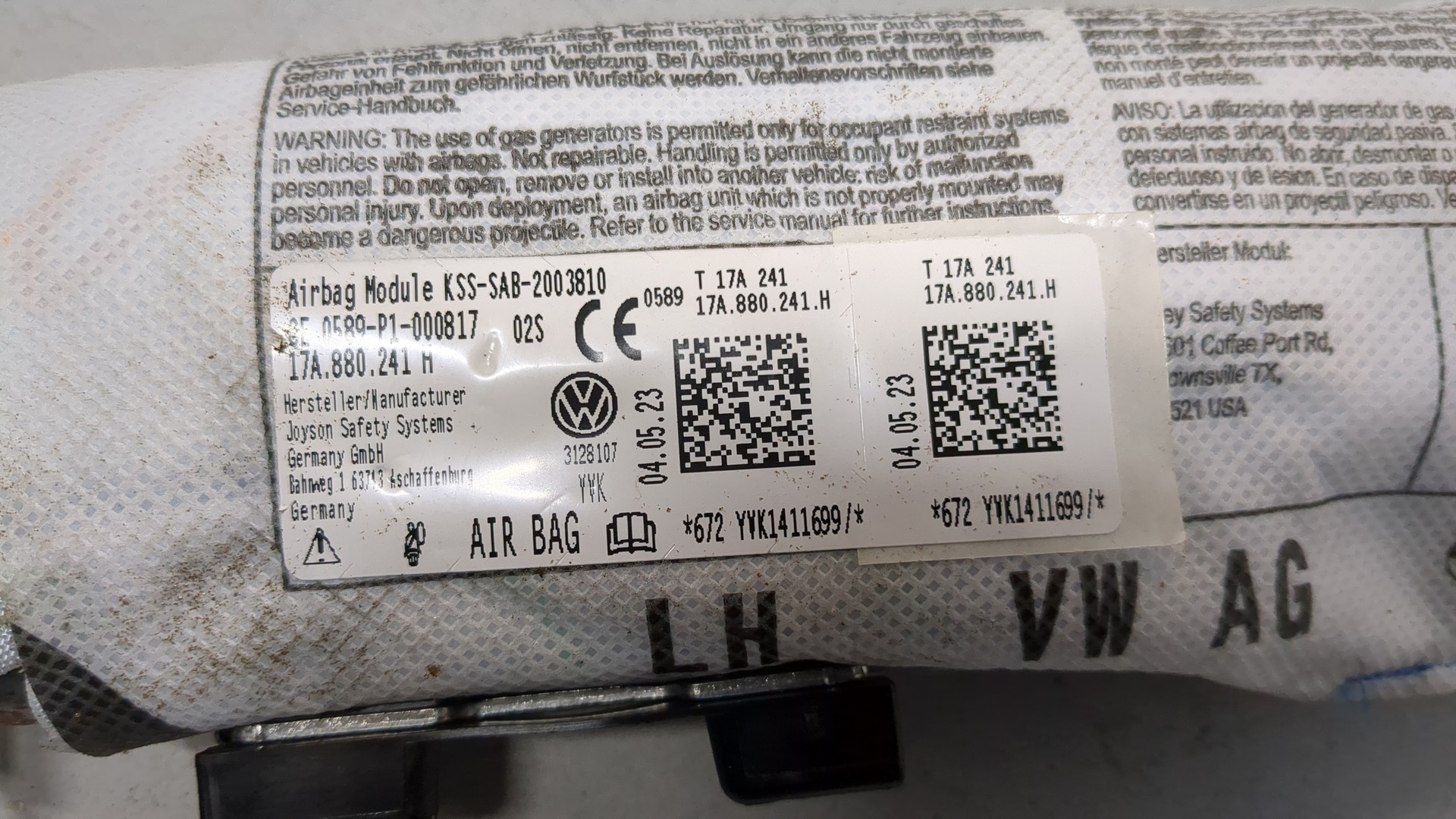 Подушка безопасности боковая (в сиденье)